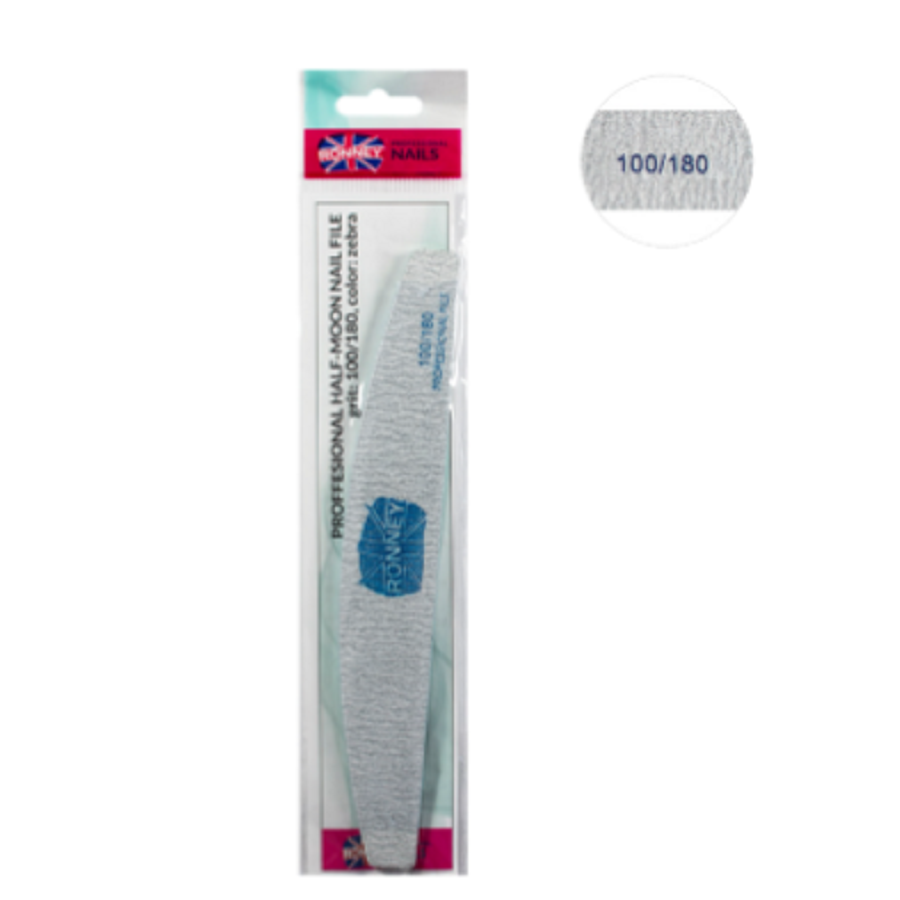 Ronney Professional Premium Nailfile Half-Moon 100/180 Zebra  SALE