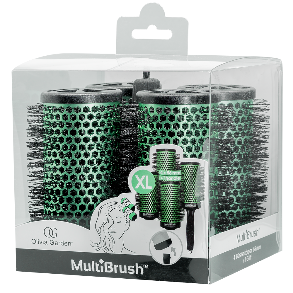 Olivia Garden MultiBrush 56/75 vert, lot de 4 avec manche