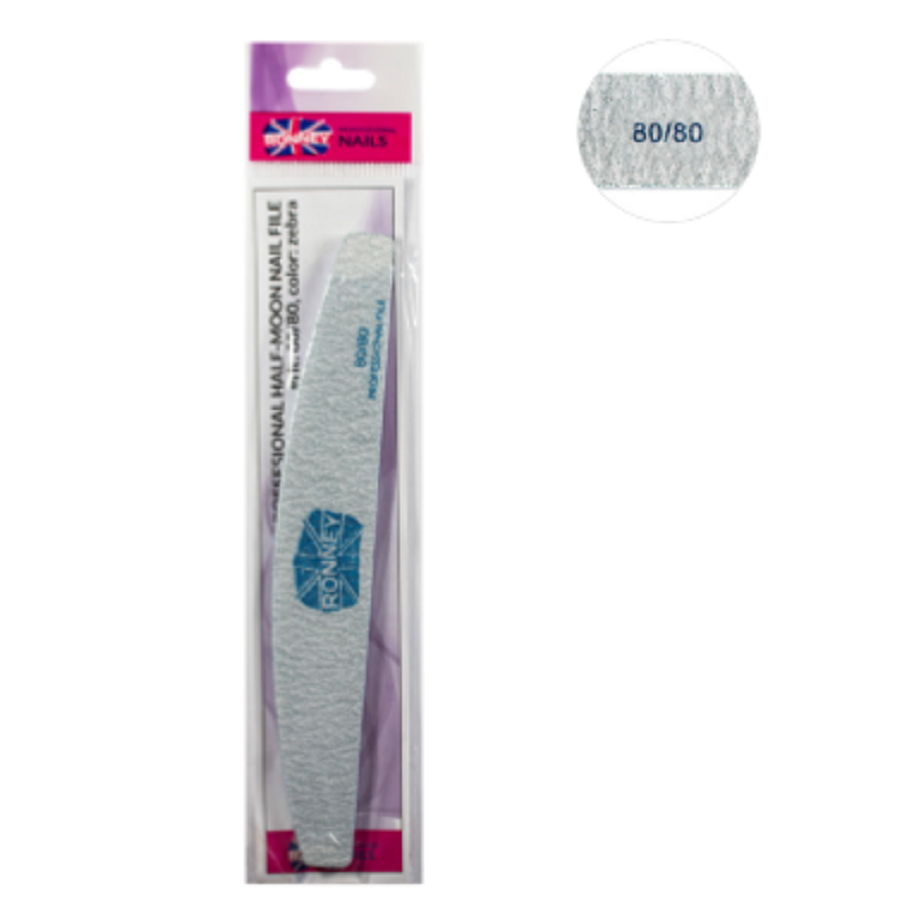 Ronney Professional Premium Nailfile Half-Moon 80/80 Zebra SALE