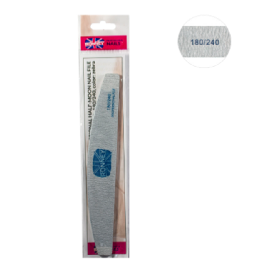 Ronney Professional Premium Nailfile Half-Moon 180/240 Zebra SALE
