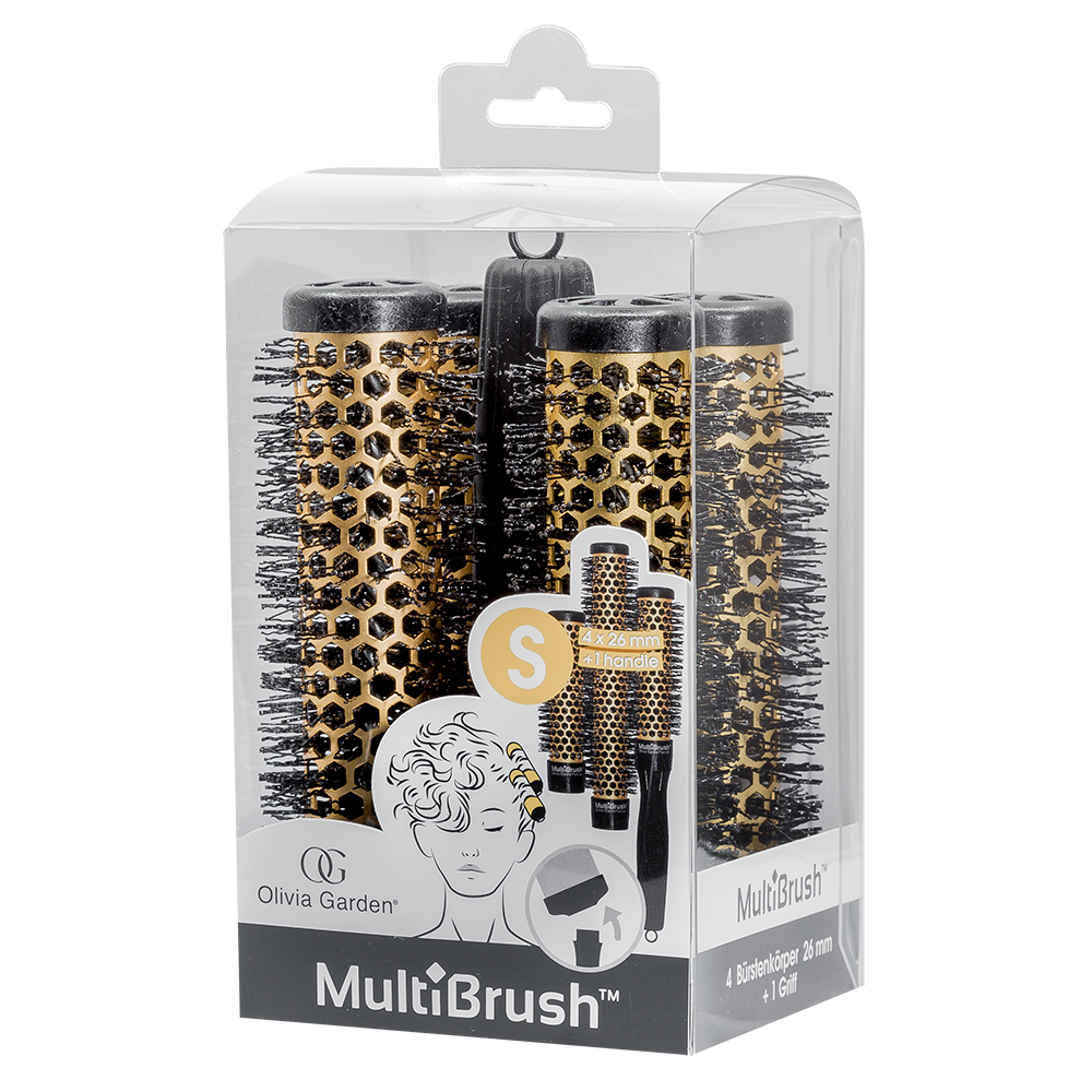 Olivia Garden MultiBrush 26/38 jaune, lot de 4 avec manche