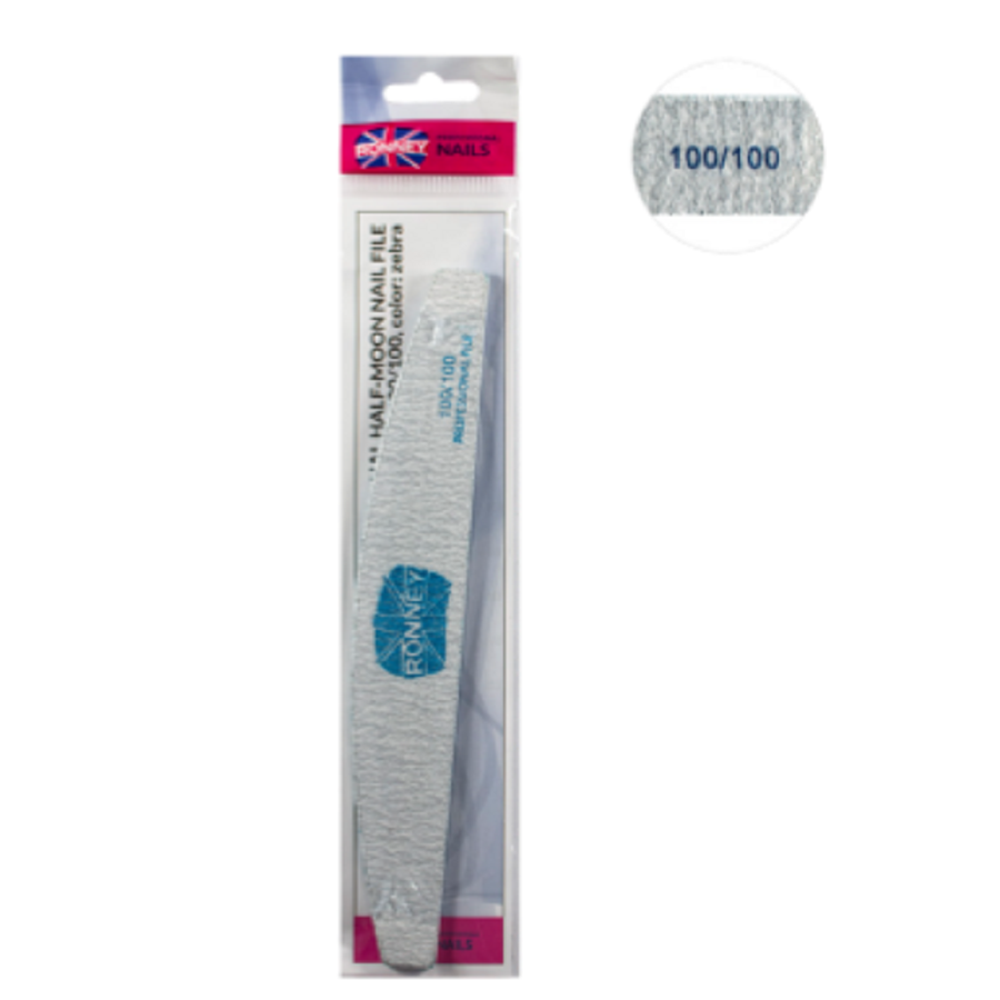 Ronney Professional Premium Nailfile Half-Moon 100/100 Zebra SALE