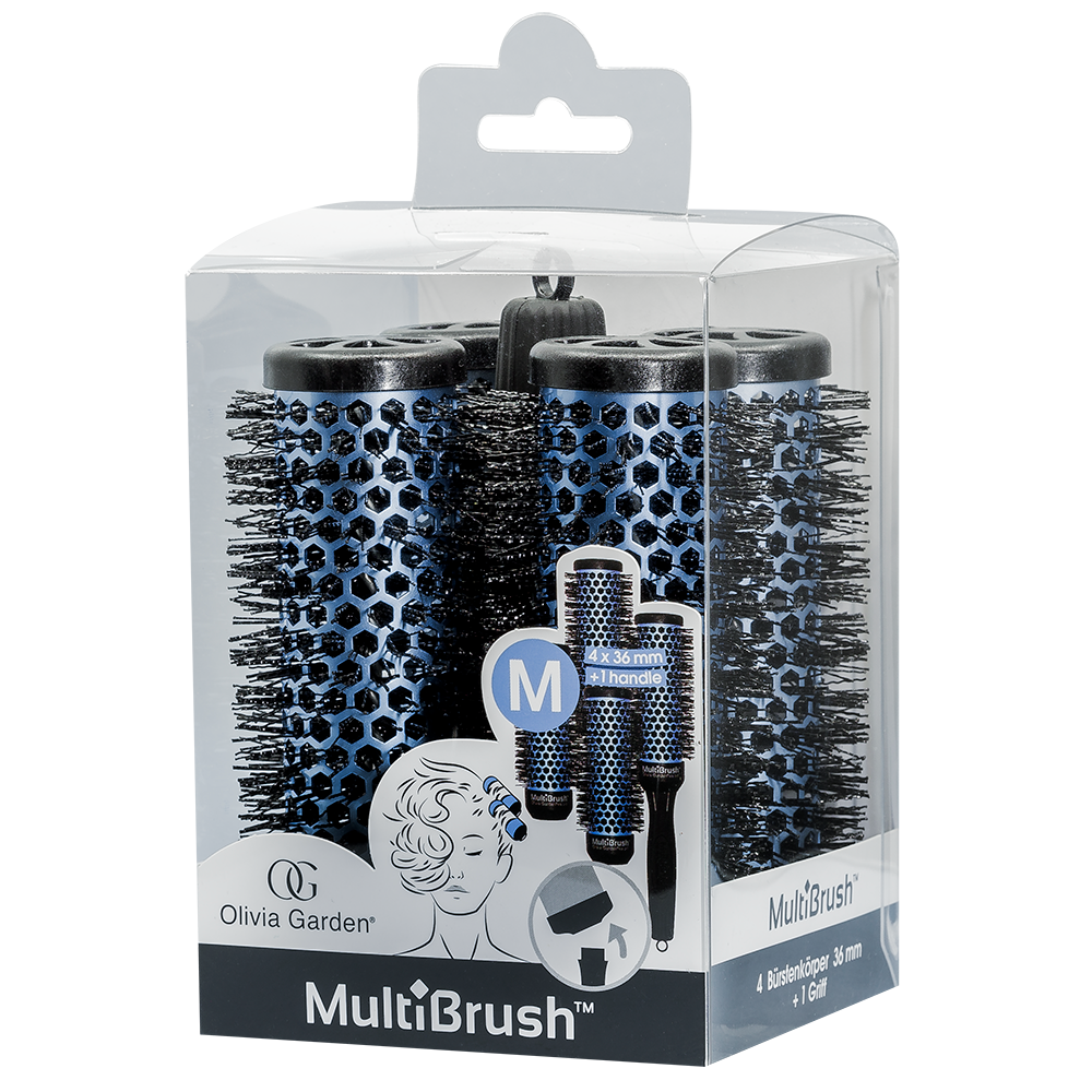 Olivia Garden MultiBrush 36/48 bleu, lot de 4 avec manche