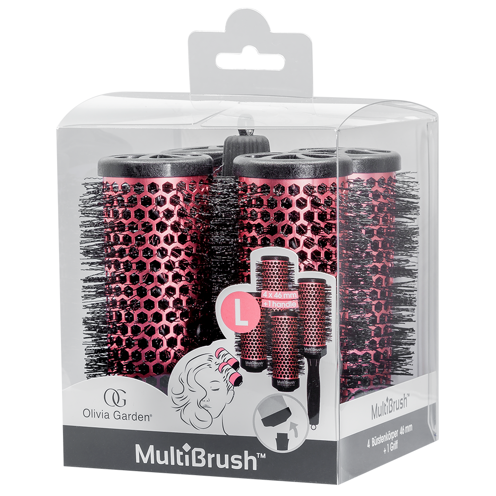 Olivia Garden MultiBrush 46/62 rouge, lot de 4 avec manche