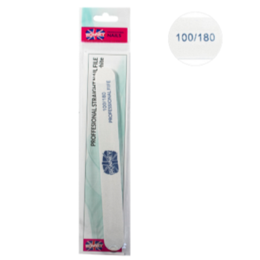 Ronney Professional Premium Nailfile Straight 100/180 White SALE